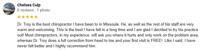 Chiropractic Missoula MT Testimonial Chelsea C